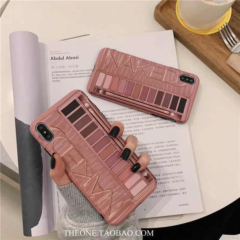 Eye shadow pattern silicone case for iPhone in flesh or grey colour.
