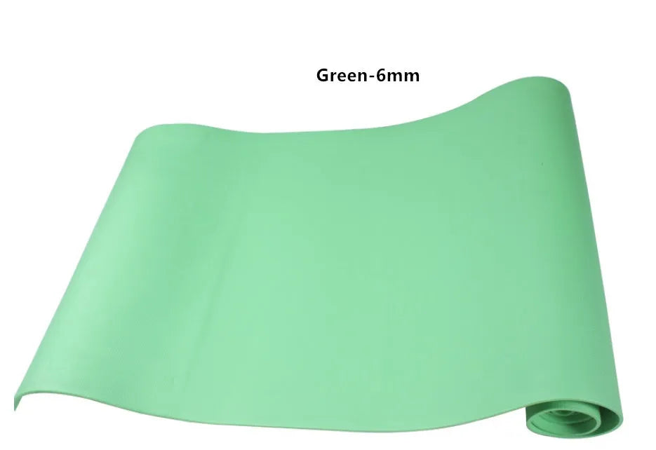 EVA yoga mat in blue colour showing 6mm thickness and textured anti-slip surface