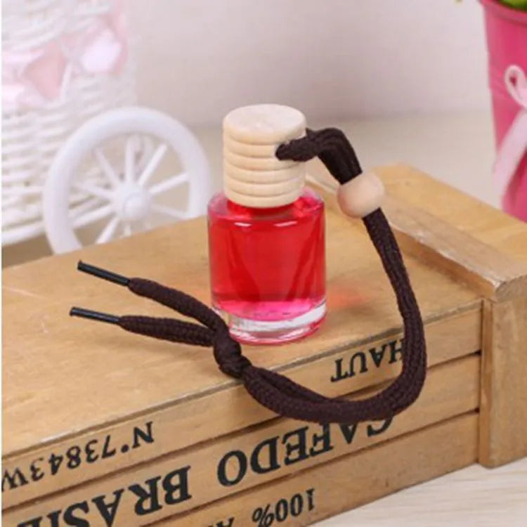 Glass bottle car air freshener hanging ornament with choice of 55g scent refills
