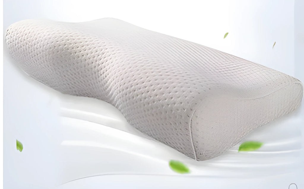 Blue butterfly-shaped cervical pillow with memory foam filling for neck support
