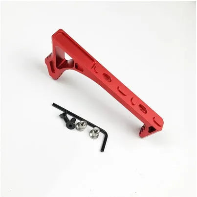 Metal hand stop accessory for keymod and m-lok rails in black and red colour options.