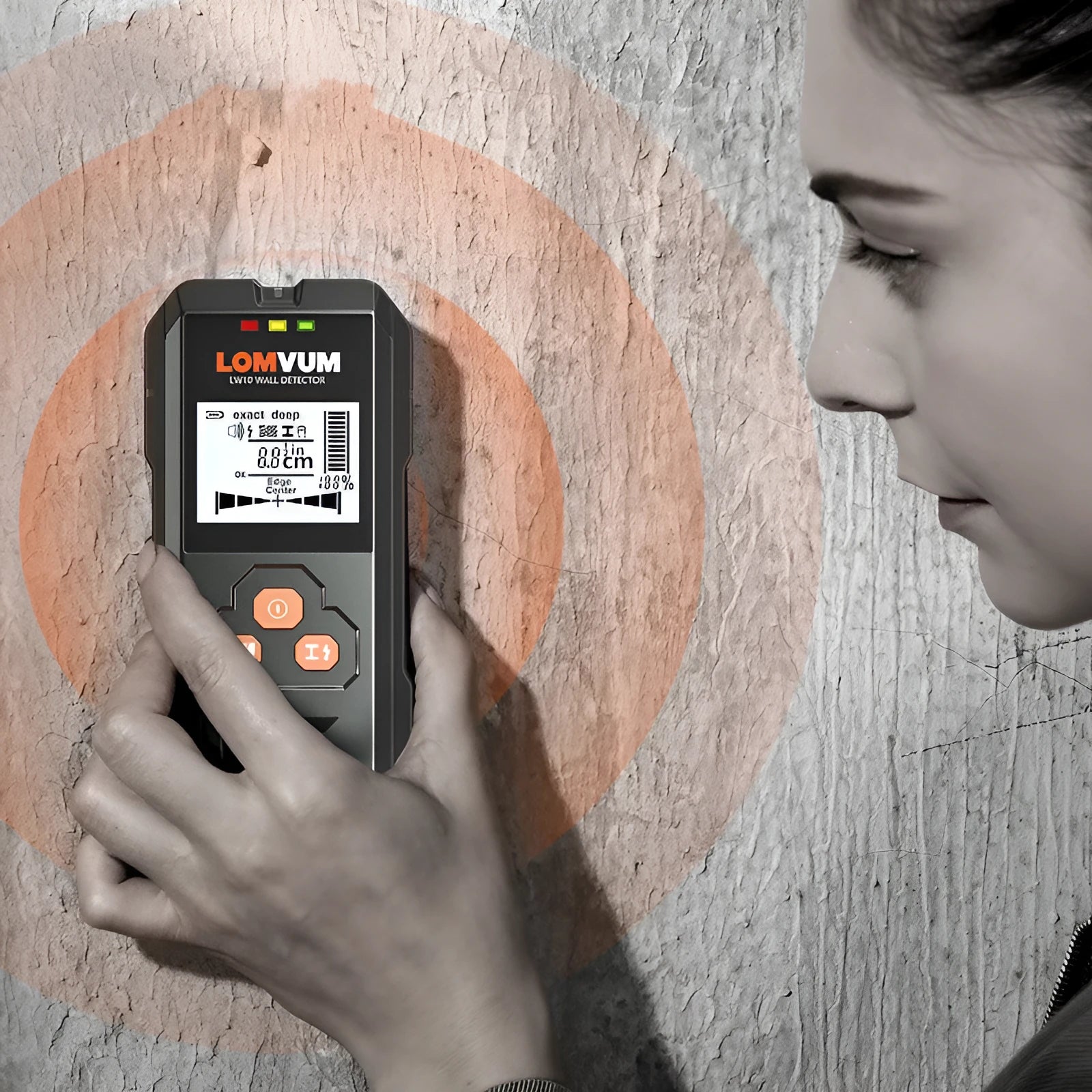 Multifunctional wall detector instrument showing three model options for detecting hidden metals, wiring and wood in walls