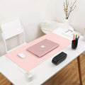 Extra large leather mouse pad in Azure with non-slip backing and waterproof surface