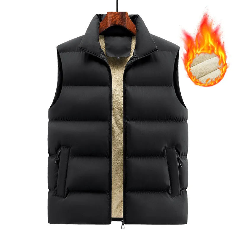 Men's striped lambswool vest in black, dark blue or red colours available in sizes M to 5XL