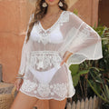 White water-soluble beach blouse with free size fit for swimming protection