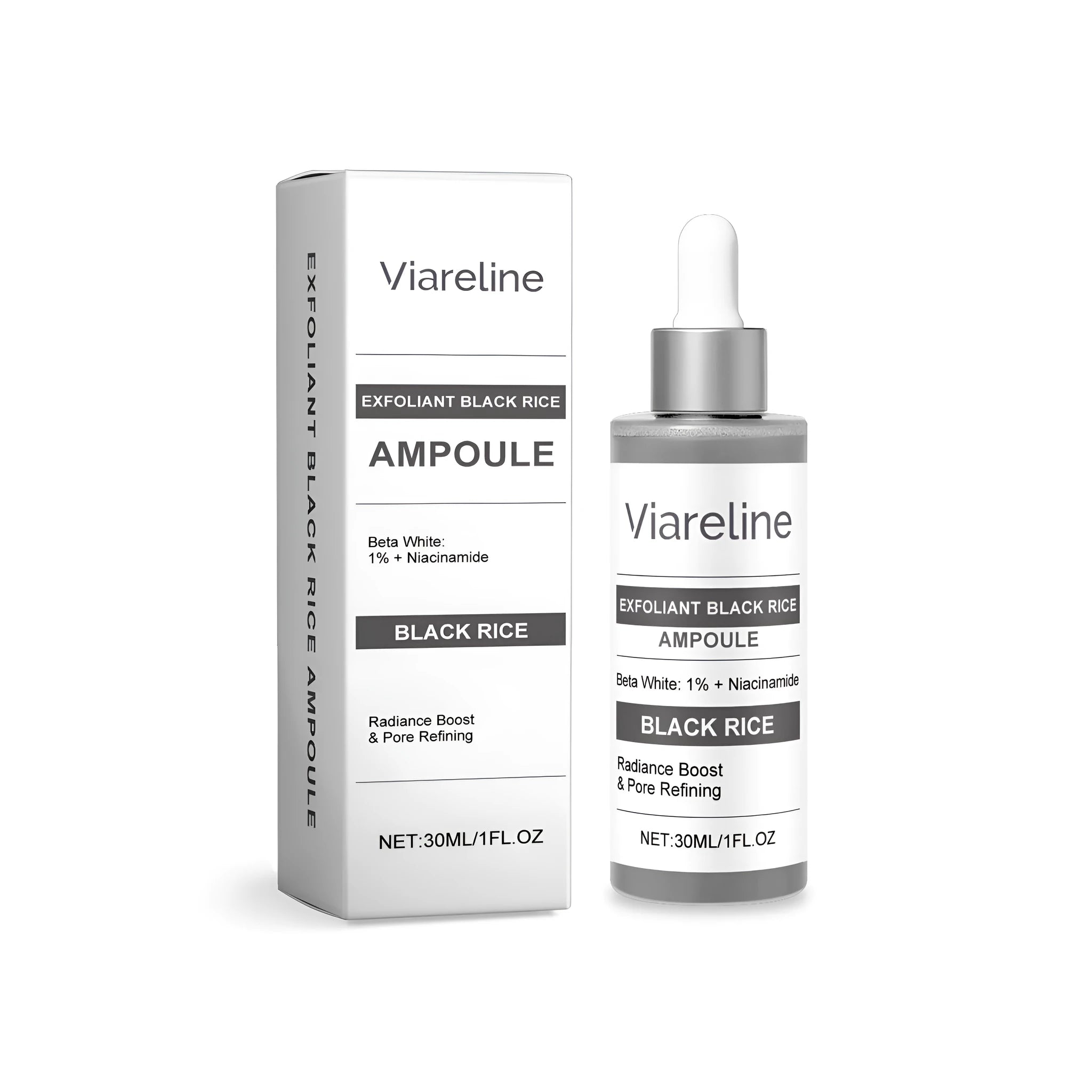 30ml black rice exfoliating liquid bottle for wrinkles with niacinamide and rice extract