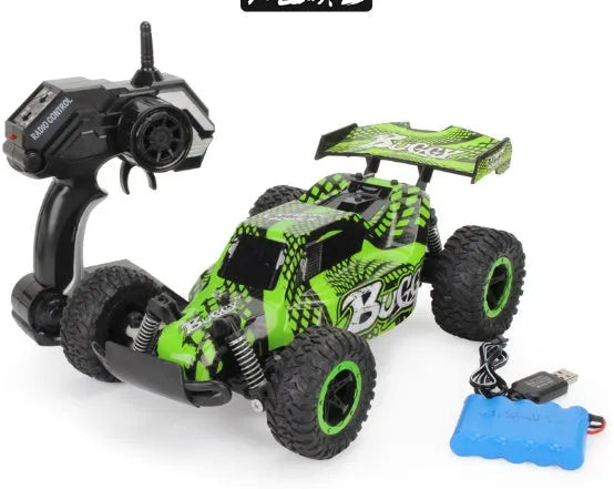 Blue and yellow 1:18 scale remote control off-road car with 2.4Ghz transmitter