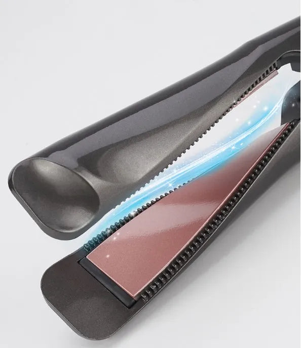 2-in-1 hair straightener and crimper with LCD screen and adjustable temperature dial, black colour, UK plug