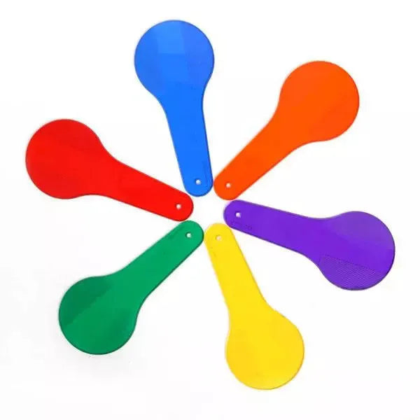 Six coloured PVC learning boards for children with red, yellow, blue, green, orange and purple options