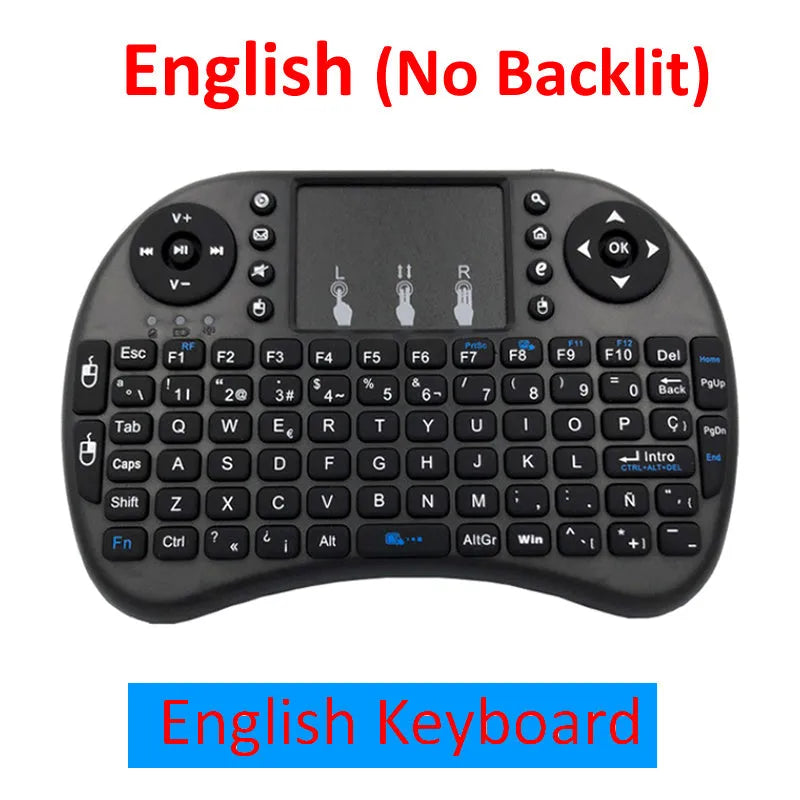 2.4G wireless mini keyboard with touchpad in black, 14.6 x 97.5 x 19 mm