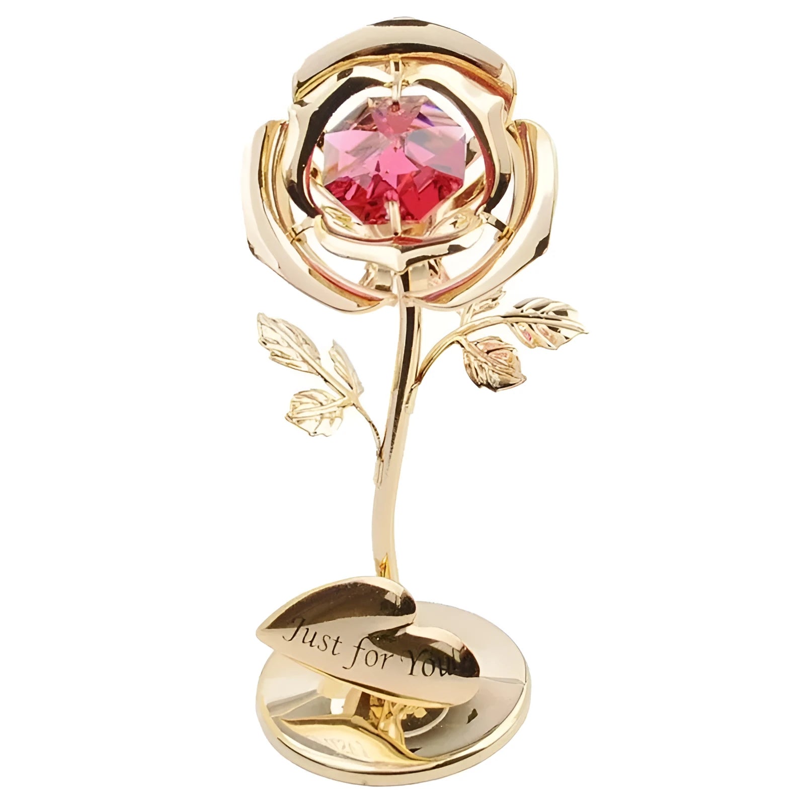 Gold artificial rose with diamond accent decoration on display