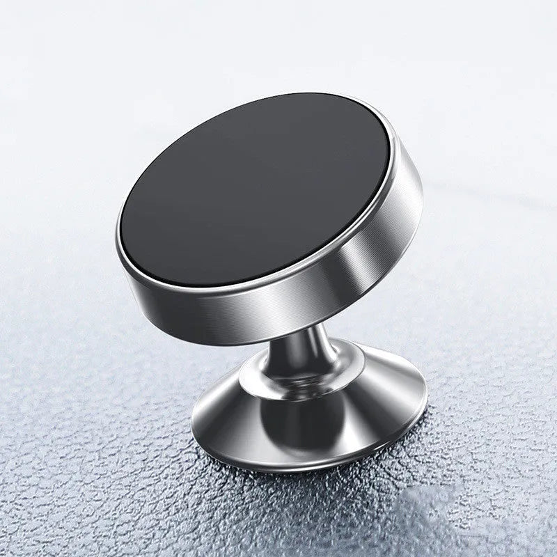 Magnetic car phone holder with aluminium alloy construction in black, gold, and silver colour options