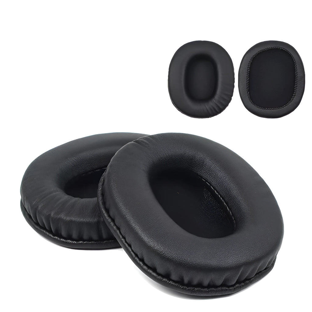 Black PU leather headphone covers designed for Sony 1R models, shown as a set of two pieces.