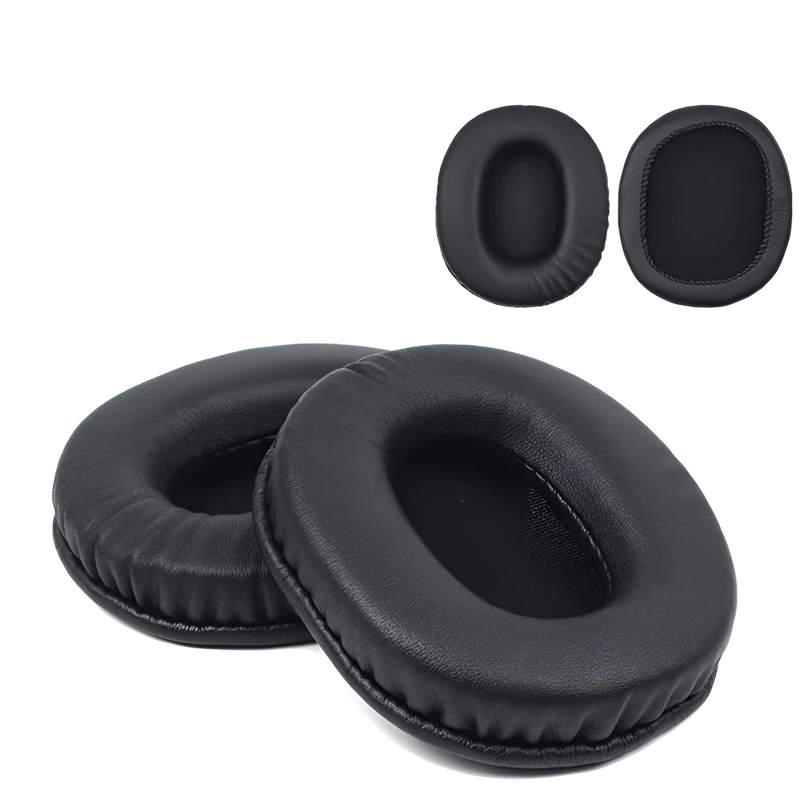 Black PU leather headphone covers designed for Sony 1R models, shown as a set of two pieces.