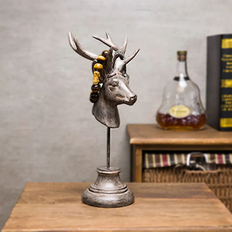 Resin animal home decoration figurine in black, white, or wood colour measuring 13cm by 15cm by 32cm