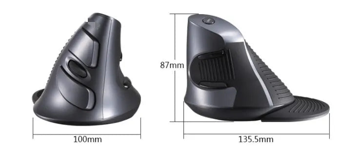 M618 wireless vertical ergonomic mouse in black or white colour on a desk.