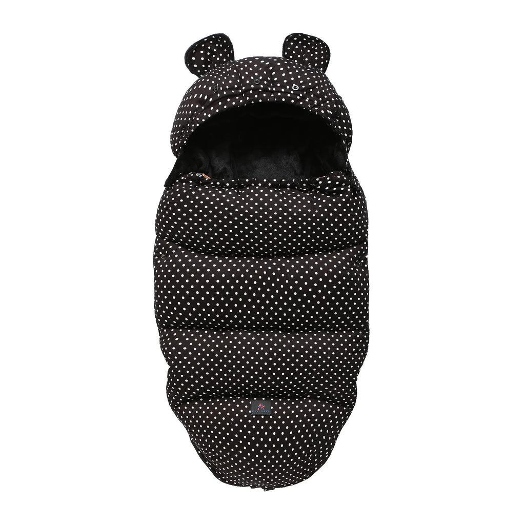 Baby stroller sleeping bag in silkworm cocoon style, shown in a colour option, measuring 100 by 48 centimetres.