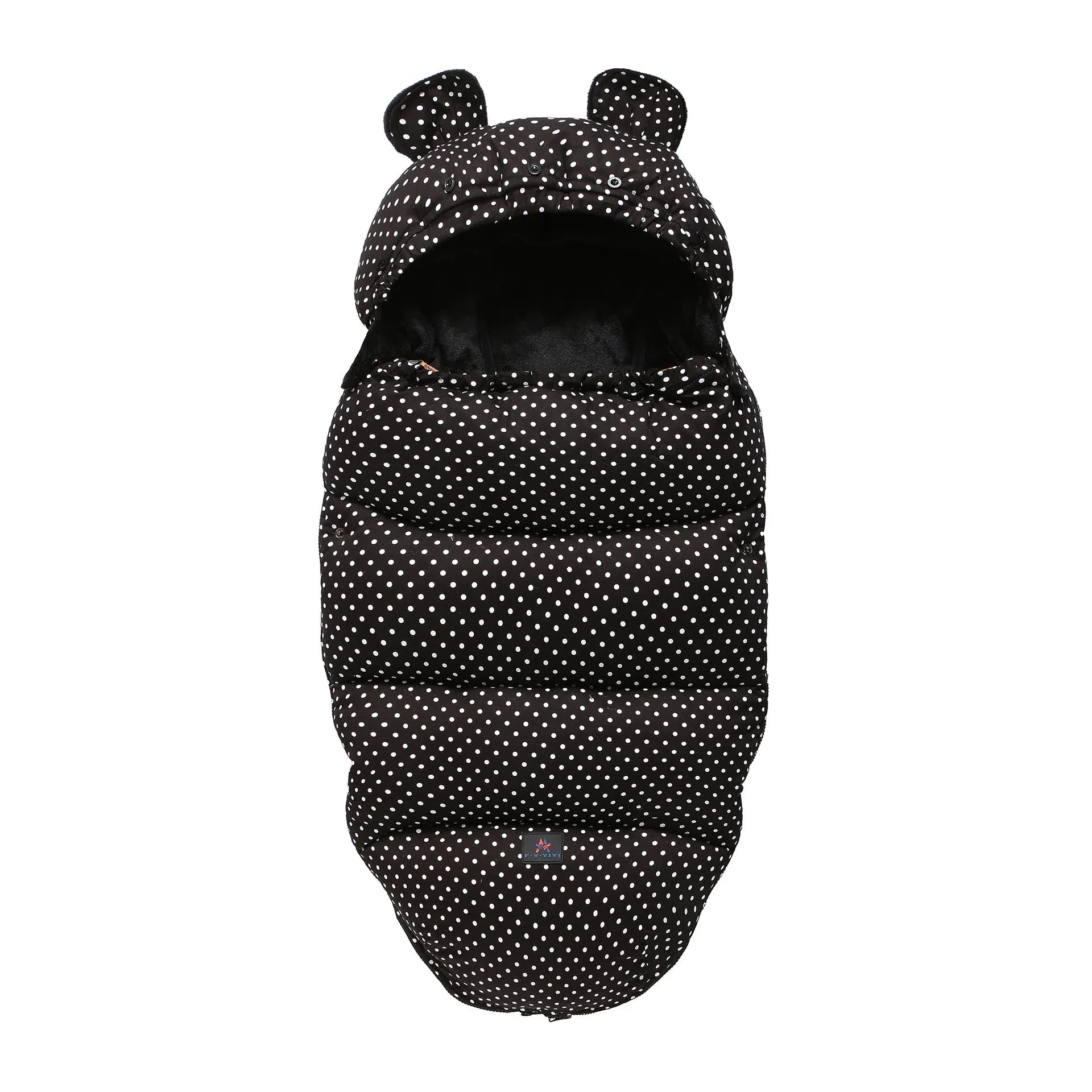 Baby stroller sleeping bag in silkworm cocoon style, shown in a colour option, measuring 100 by 48 centimetres.