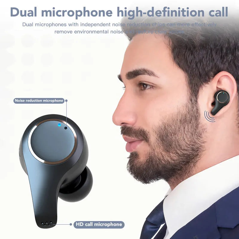Black ANC Active Noise Cancelling Bluetooth headset with earplug design