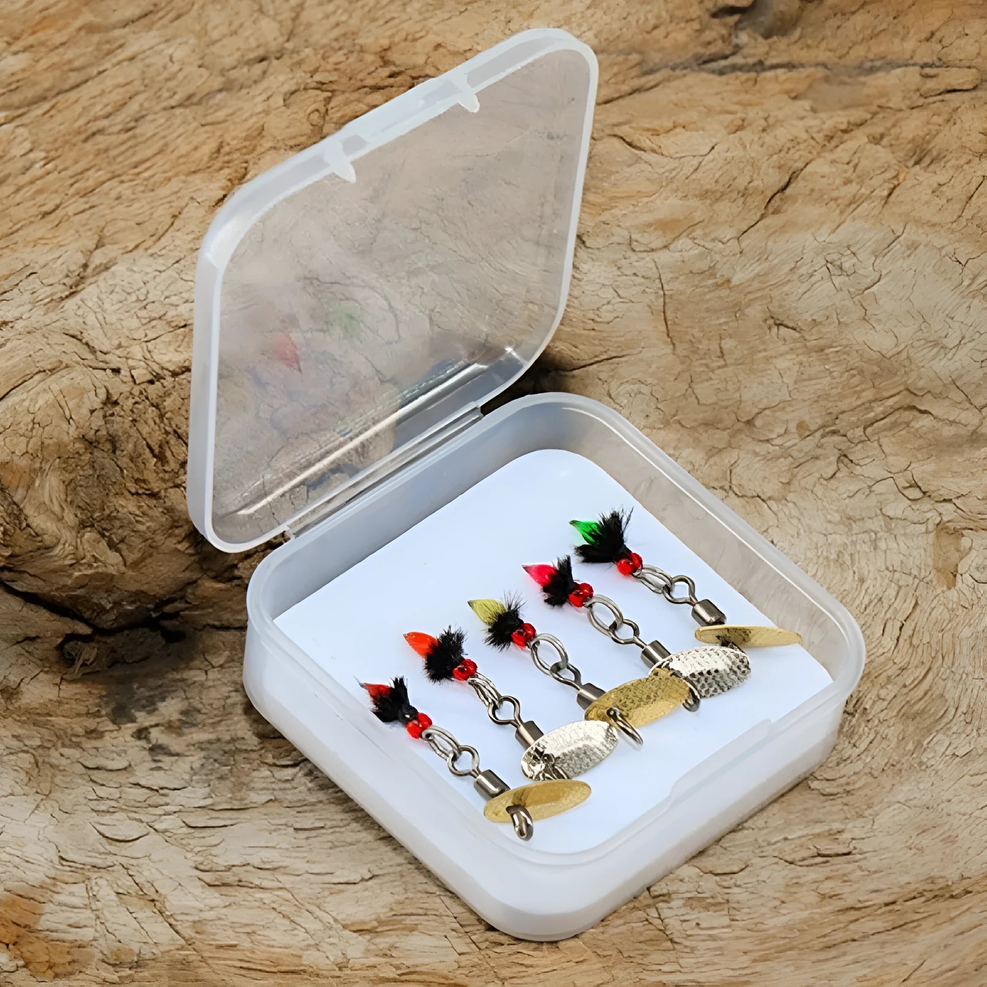 Bionic poisonous mosquito hook 5-piece fishing set with multicolour insect patterns