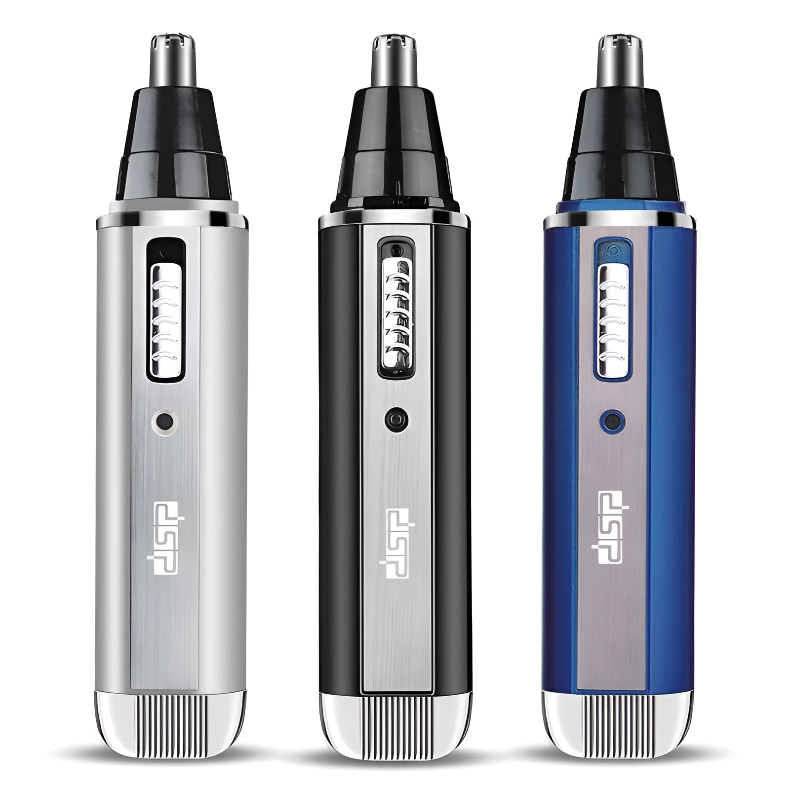 Electric shaver grooming kit in blue, black or silver for razor, sideburns, eyebrows and nose hair trimming