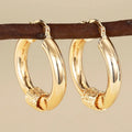 Geometric copper earrings for women featuring ring and line design in a golden colour.