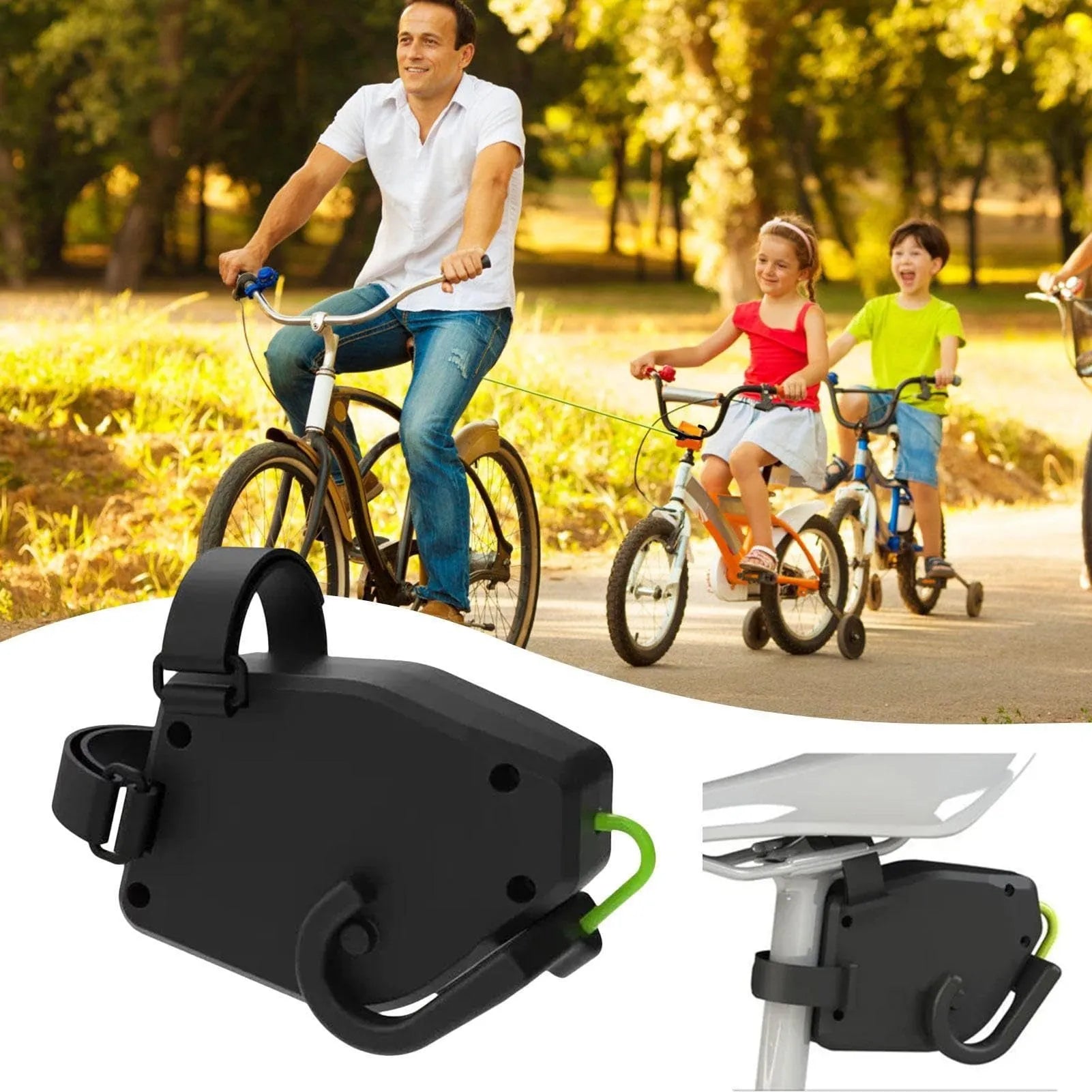 Black plastic bicycle trailer traction rope for connecting parent-child cycling trailers
