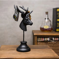 A black, white, or wood-coloured animal model sculpture made from natural resin for home decoration.
