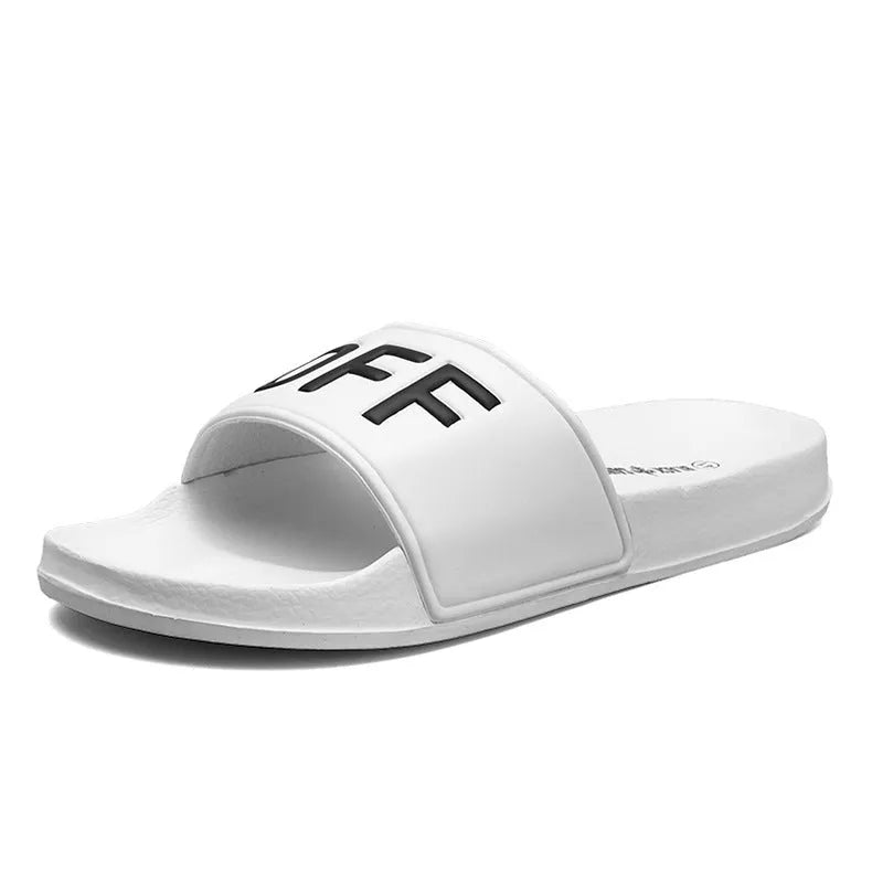 Large size men's open toe slippers with rubber soles in black and white colour options