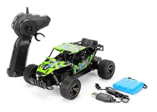 Blue and yellow 1:18 scale remote control off-road car with 2.4Ghz transmitter