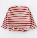 Striped print cotton long sleeve T-shirt for baby girls in black or red colour options