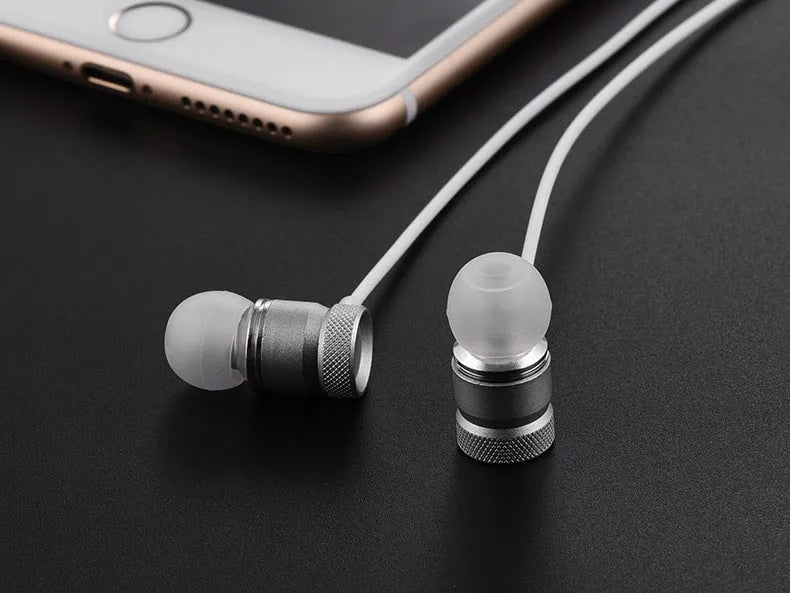 In-ear headphones with TPE cable in black, gold, pink, or silver colours showing 10mm drivers