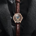 Men's mechanical waterproof watch with stainless steel strap and round dial in various colours.