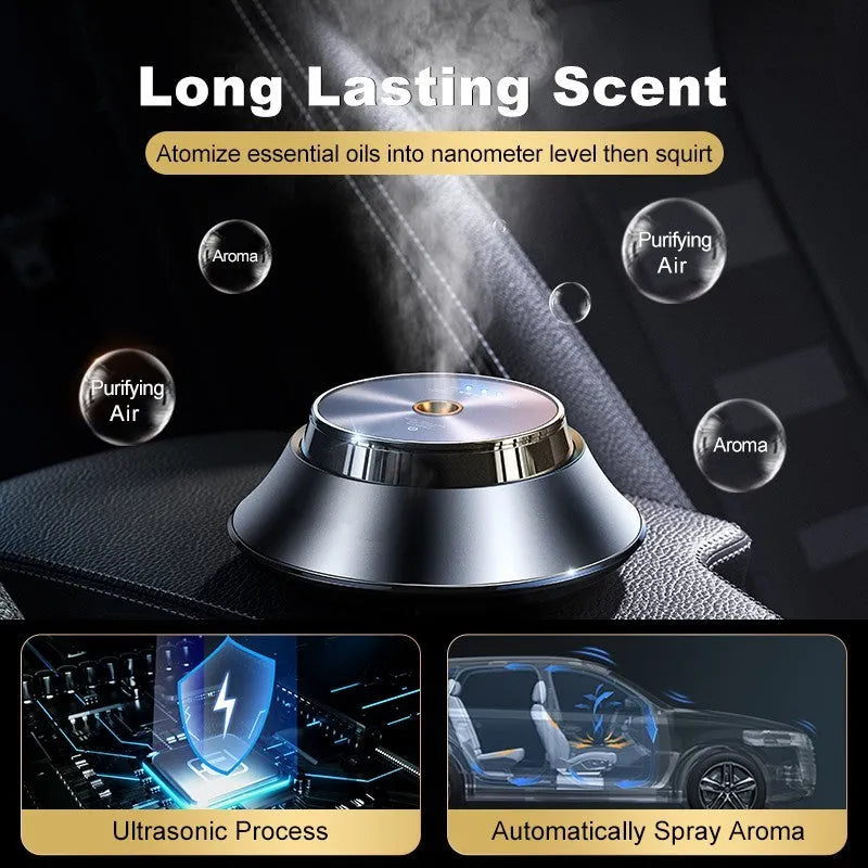 Black metal car aromatherapy diffuser with butterfly design and USB cable