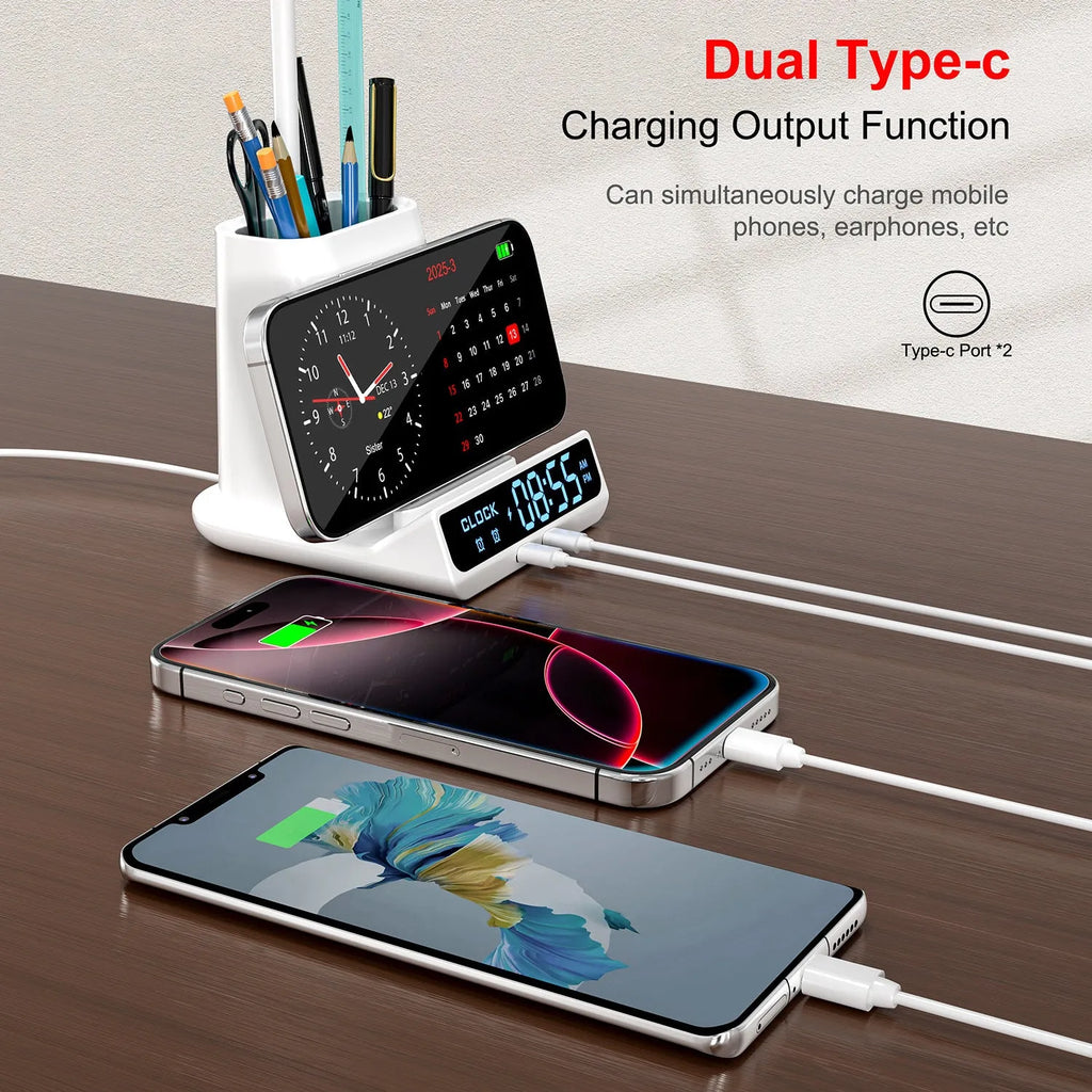 Wireless charging desk lamp with storage box in modern simplicity style