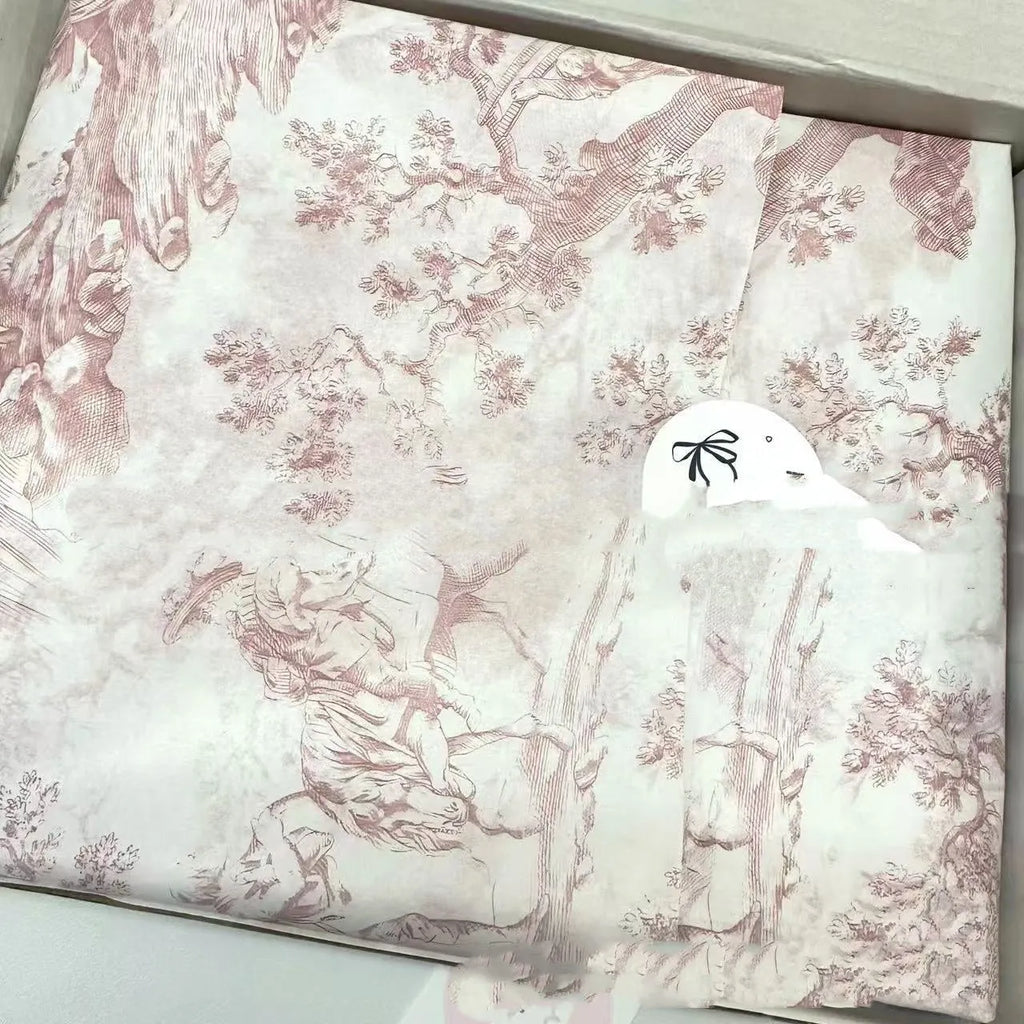 Single sheet of pink and purple French romance pattern Mg tissue paper measuring 50x70cm.