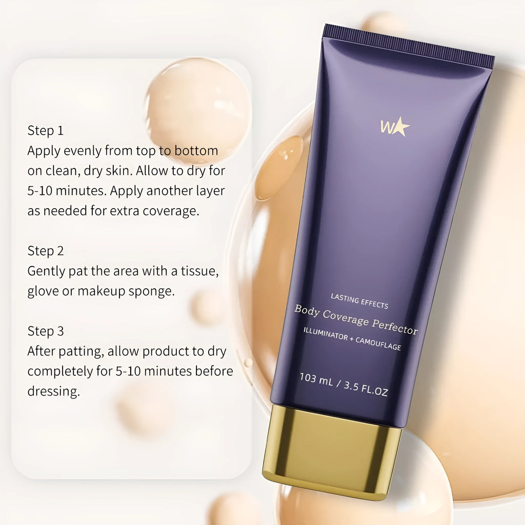 Waterproof body tattoo concealer cream tube with applicator brush in seven colour shade options