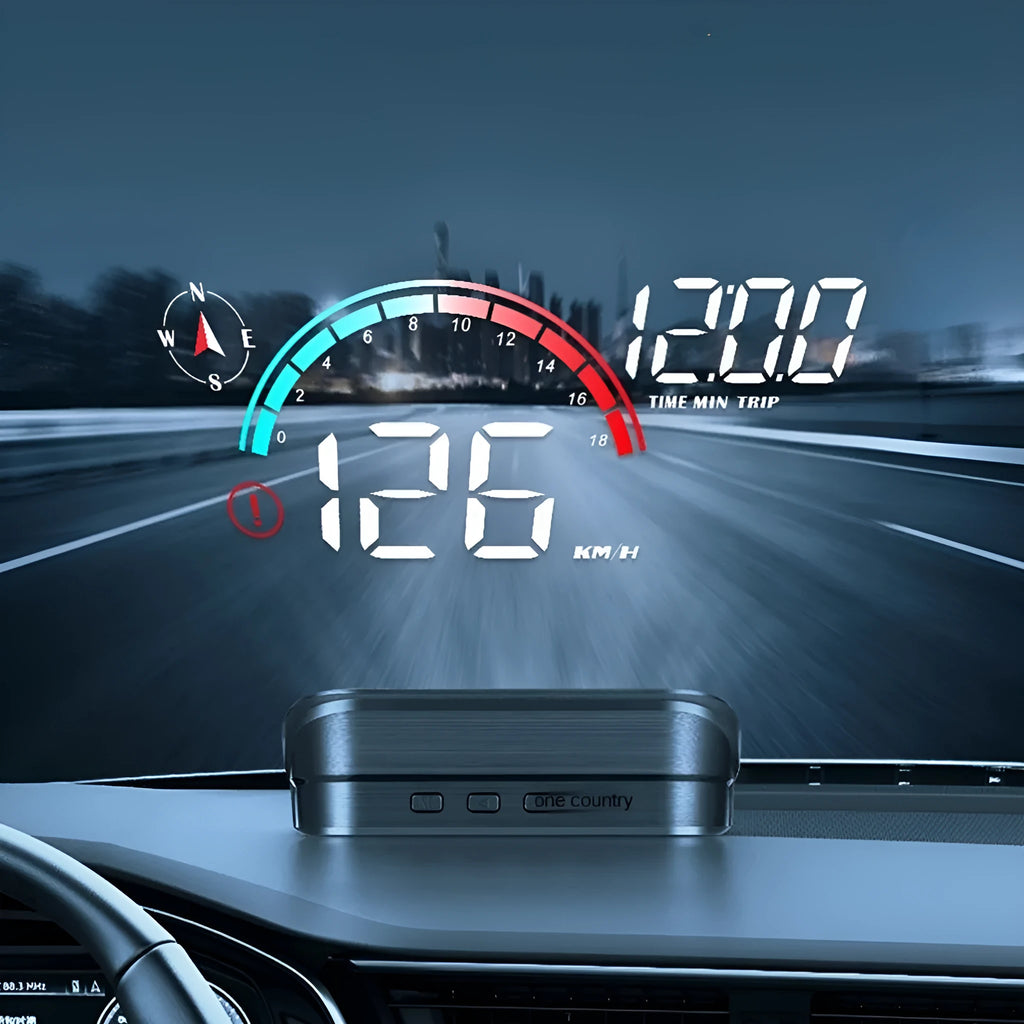 Black universal head-up display car GPS speed compass projector with USB connection