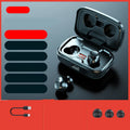 Wireless Bluetooth 5.0 in-ear earphones shown in black, blue, and red colour options.