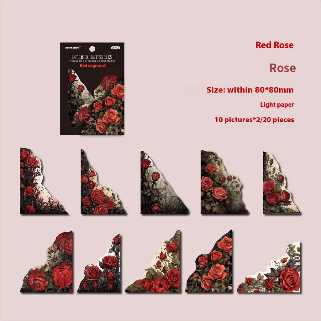 Creative DIY note in six colour variations showing spring vine, pink plum, red rose, blue, green wild, and purple dew options