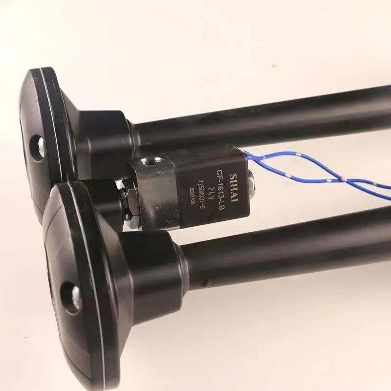 Black dual trumpet super loud 300DB air horn for 12V and 24V vehicles.