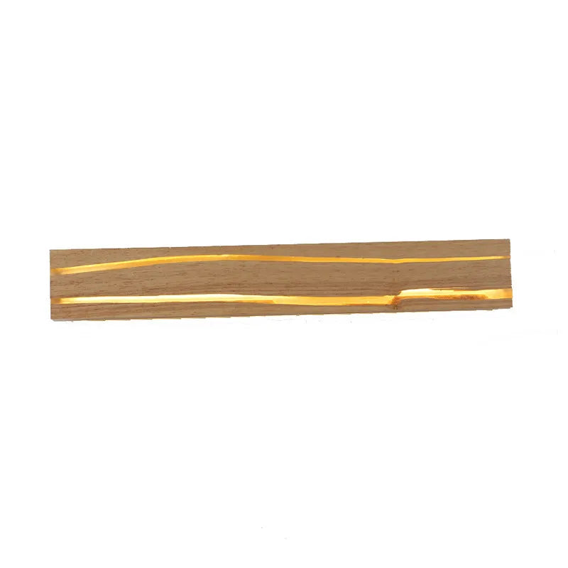 Solid wood rubberwood LED wall light in log colour with acrylic diffuser