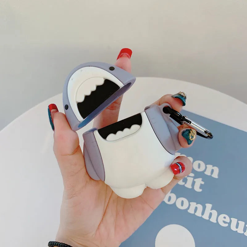 Silicone shark design cover for Apple Airpods 1 and 2 wireless earphones