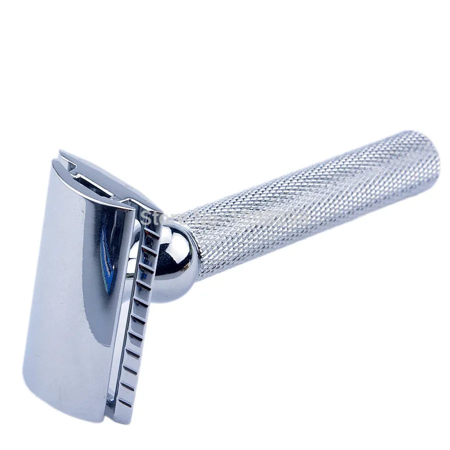 CSB double edge safety razor shaving set with badger hair brush and chrome stand