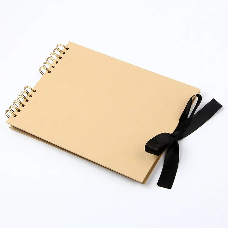 DIY handmade photo album with spiral binding and kraft paper cover in yellow or black options