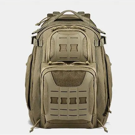 45L camouflage tactical backpack in khaki, 42L capacity, 600D polyester, outdoor travel and climbing use