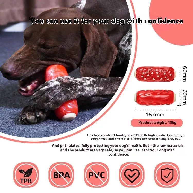 White plastic bone-shaped molar rod dog chew toy for small breeds.