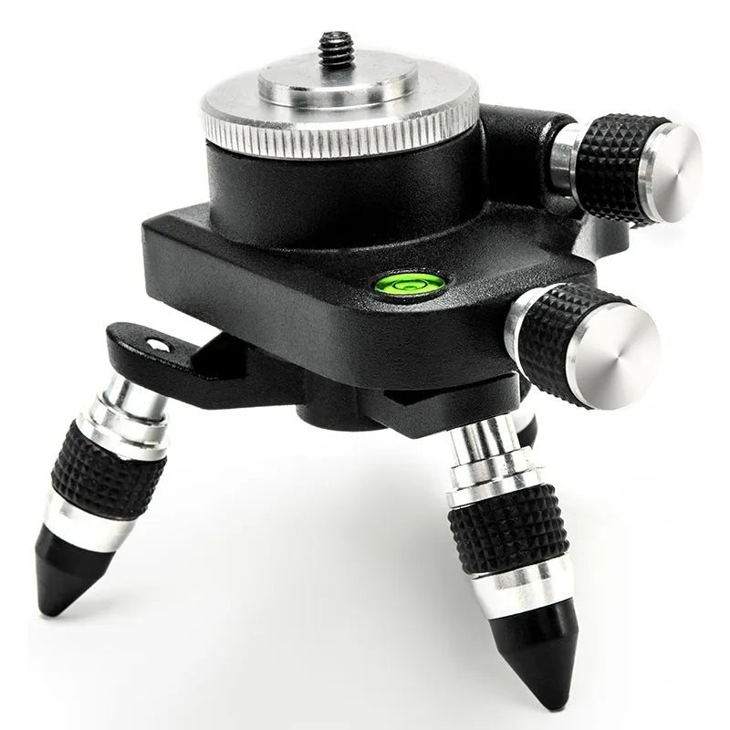 Black aluminium alloy spirit level base measuring 15cm by 12cm on a work surface