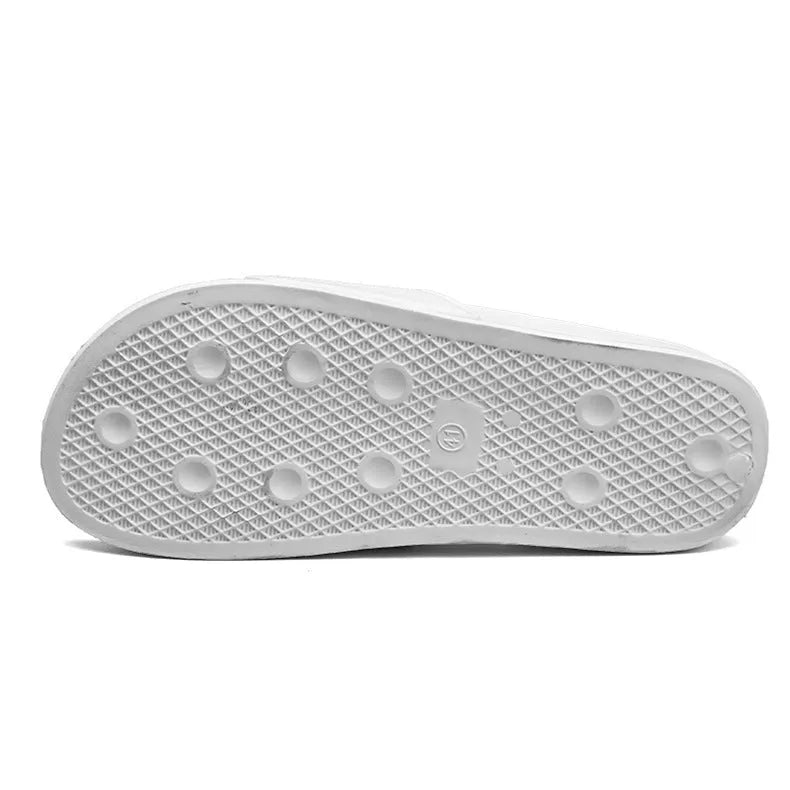 Large size men's open toe slippers with rubber soles in black and white colour options