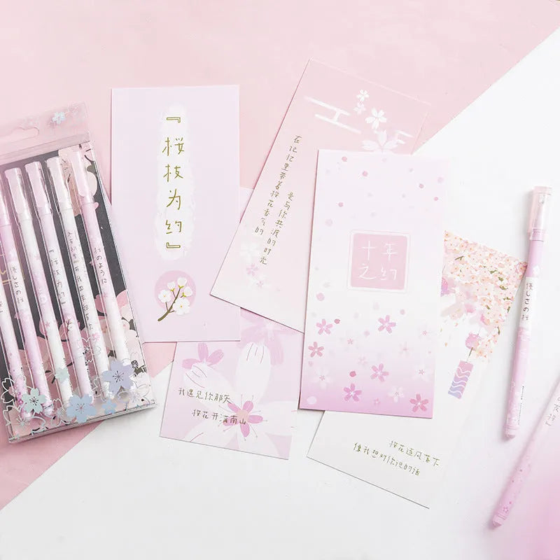 Sakura black gel pen six-piece set with 0.5mm needle-tube refills